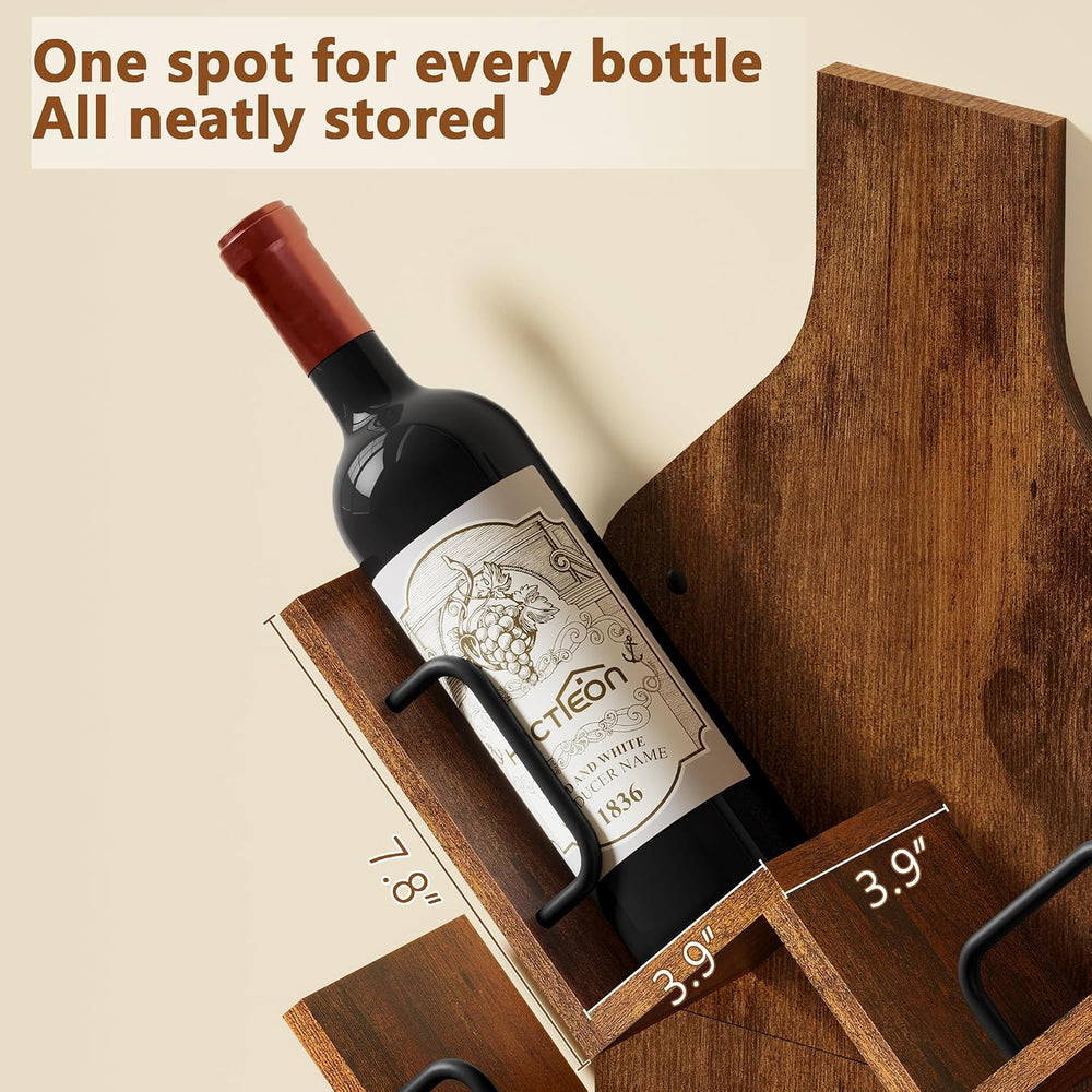 Hoctieon Wine Rack Wall Mounted, 6 Bottles Wood Wine Rack for Display and Sto...