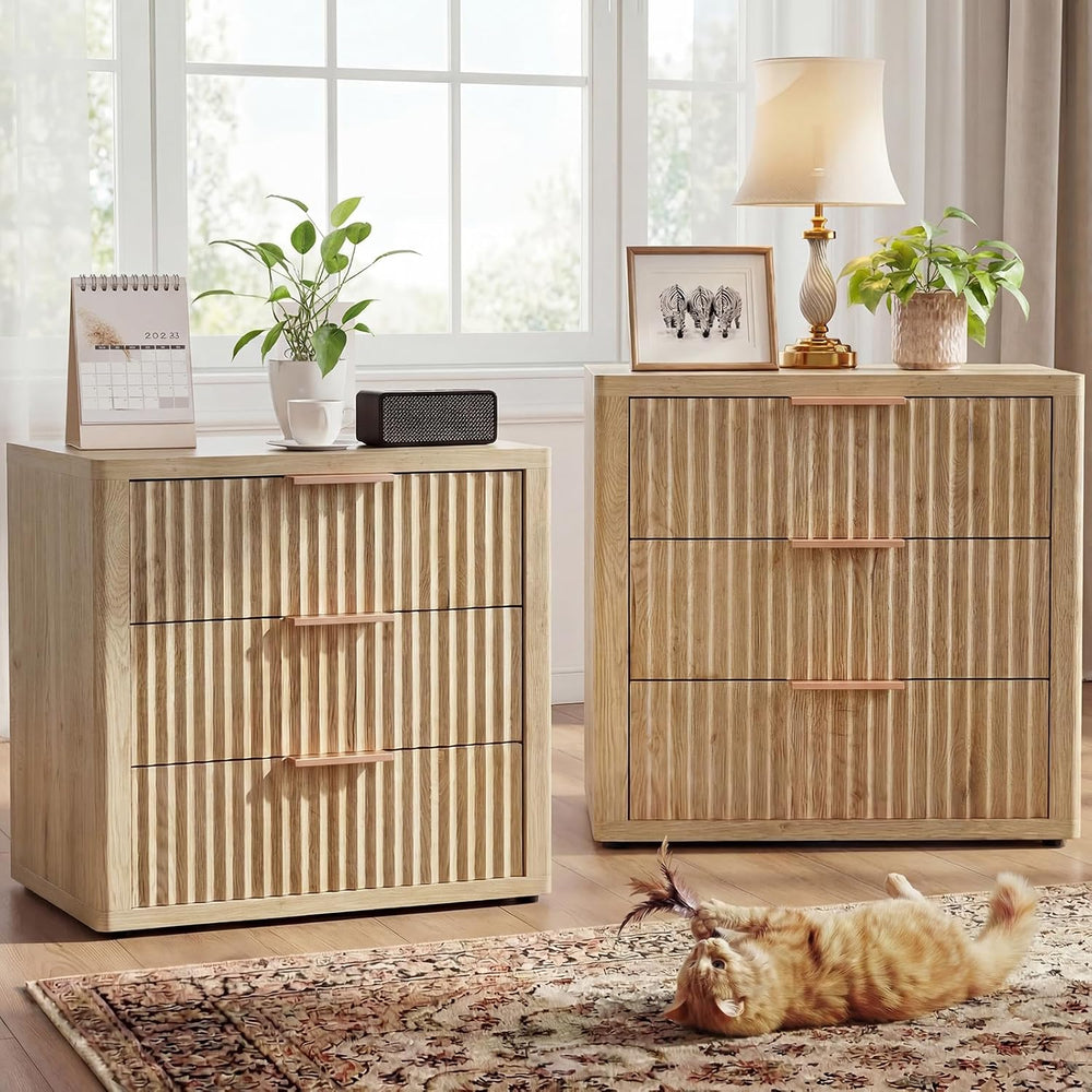 23" Wide Fluted Nightstands Set of 2, Bedroom End Table
