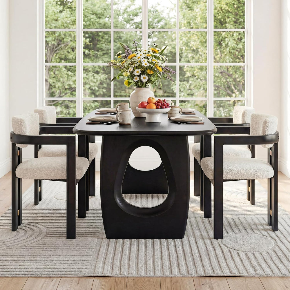 Morden Fort Boucle Dining Chair Set of 4, Upholstered Kitchen Chairs with Met...
