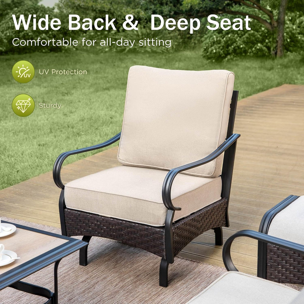 PHI VILLA Rocking Patio Sofa Chairs - 2 PCS Outdoor Rocking Armchairs, Patio ...