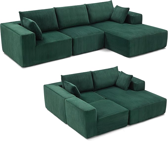 108” Modular Sectional Sofa, Cloud Sectional Couch with Deep Seat, Modern Mod...
