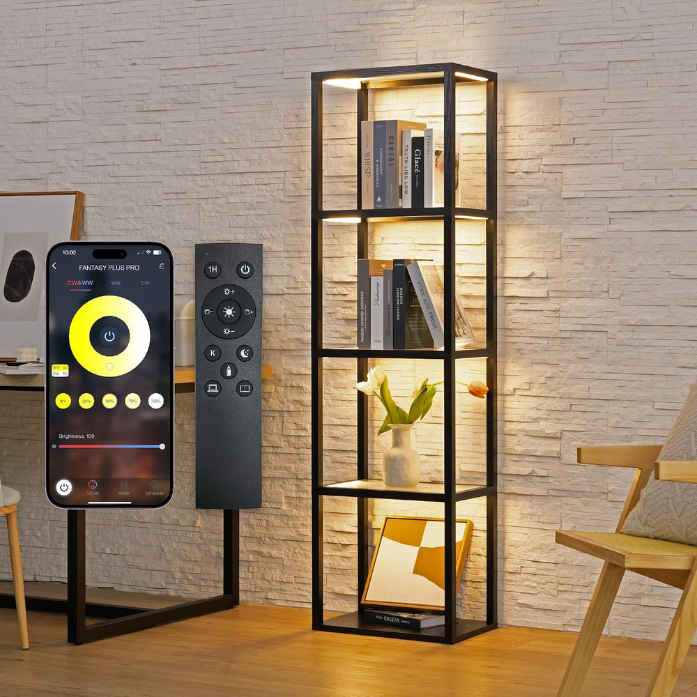LED Display Shelf with Lights – Glass Display Cabinet for Collectibles with D...