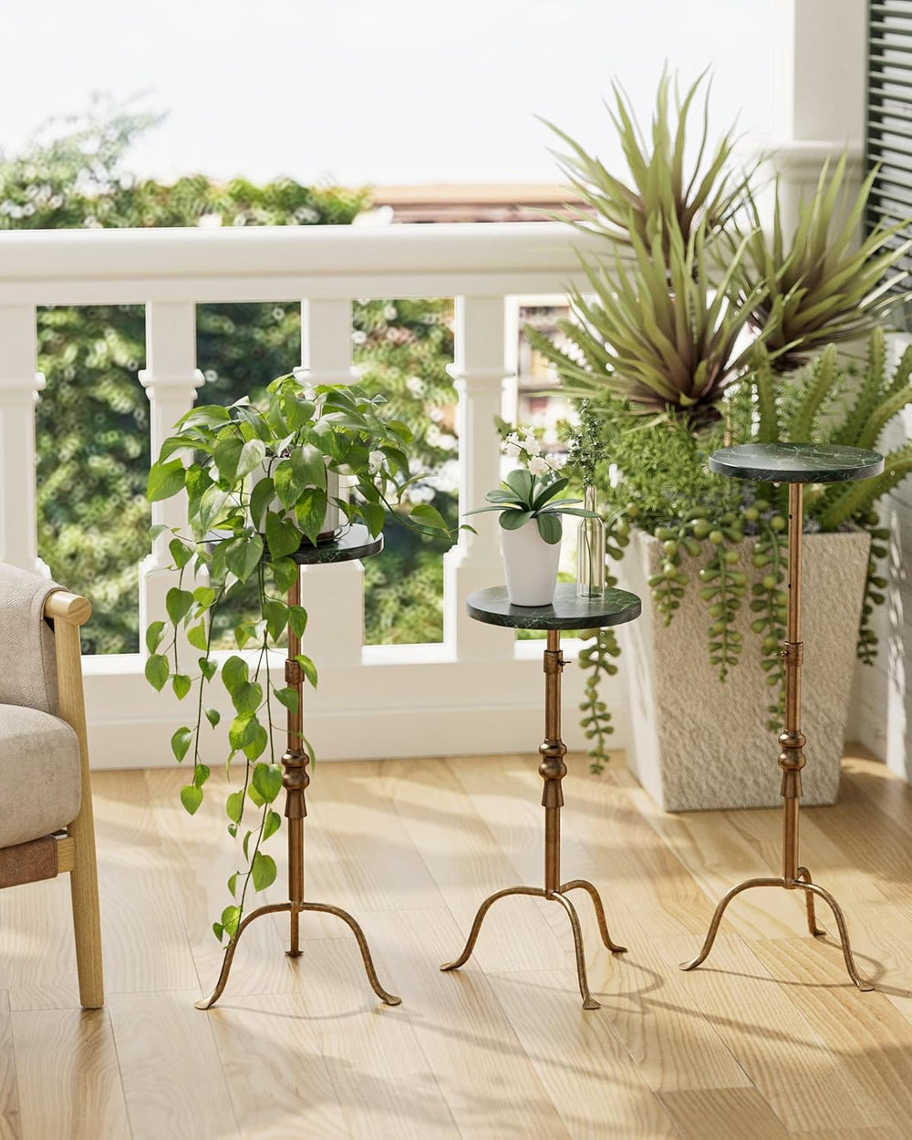 Adjustable Height Round Pedestal Table - 22-30 Inch, Modern Martini Cocktail ...
