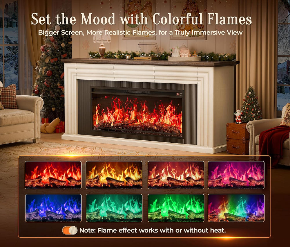 PRAISUN 70'' Fireplace TV Stand with 42'' Electric Fireplace,...