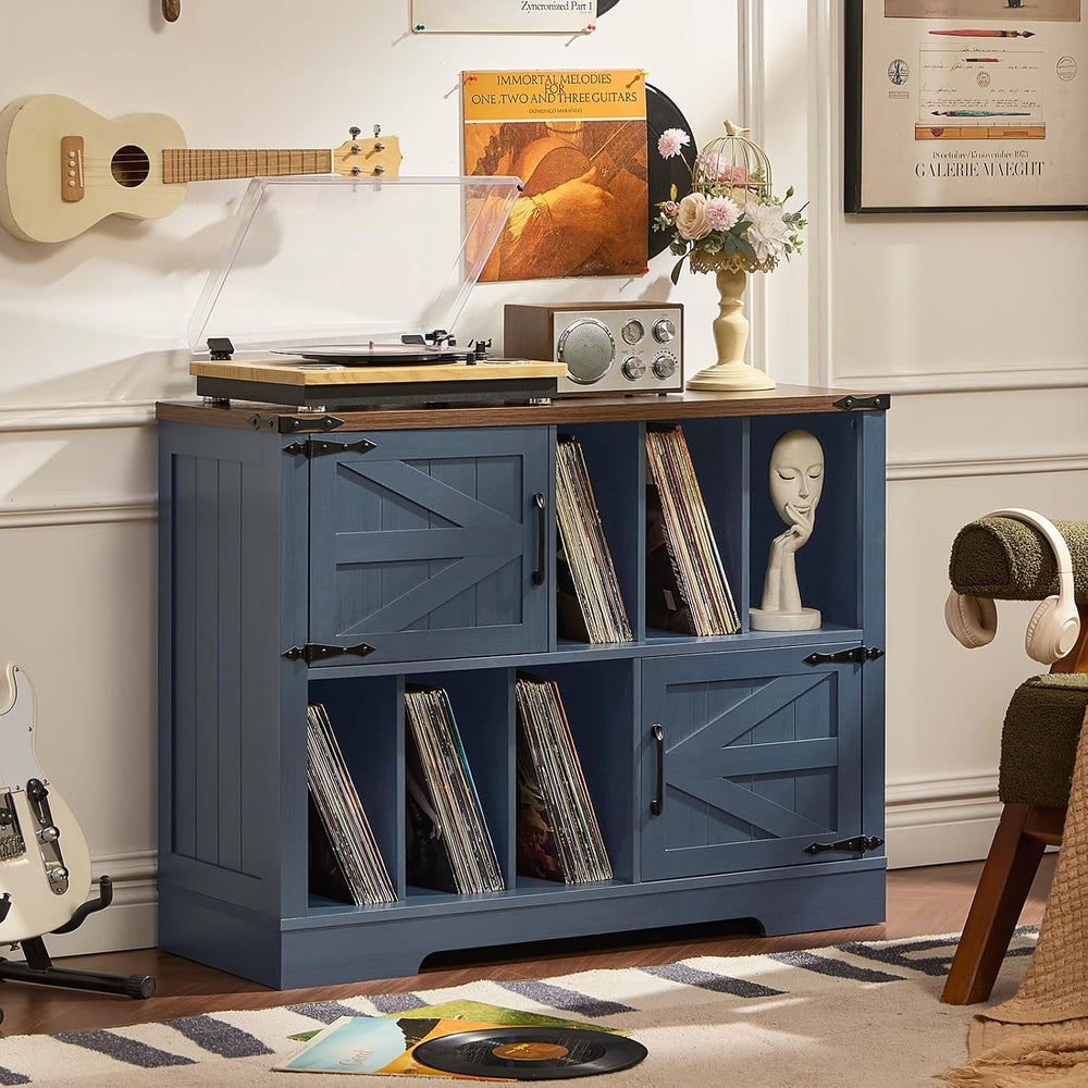 Joaxswe Large Record Player Stand with Vinyl Storage Up to 450 Albums, 39 Inc...