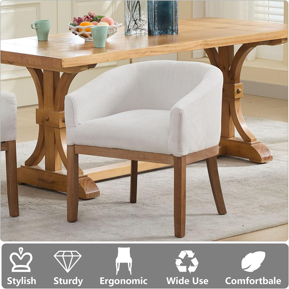 Upholstered Solid Wood Dining Chair,Neutral Linen Fabric Side Chairs for Kitc...