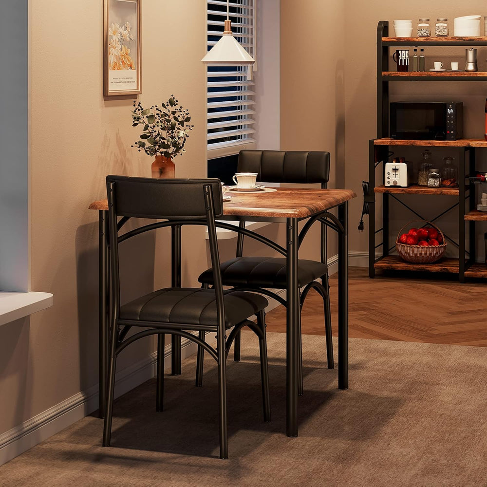 3-Piece Dining Table Set for 2, Kitchen Table Set with 2 Upholstered Chairs, ...