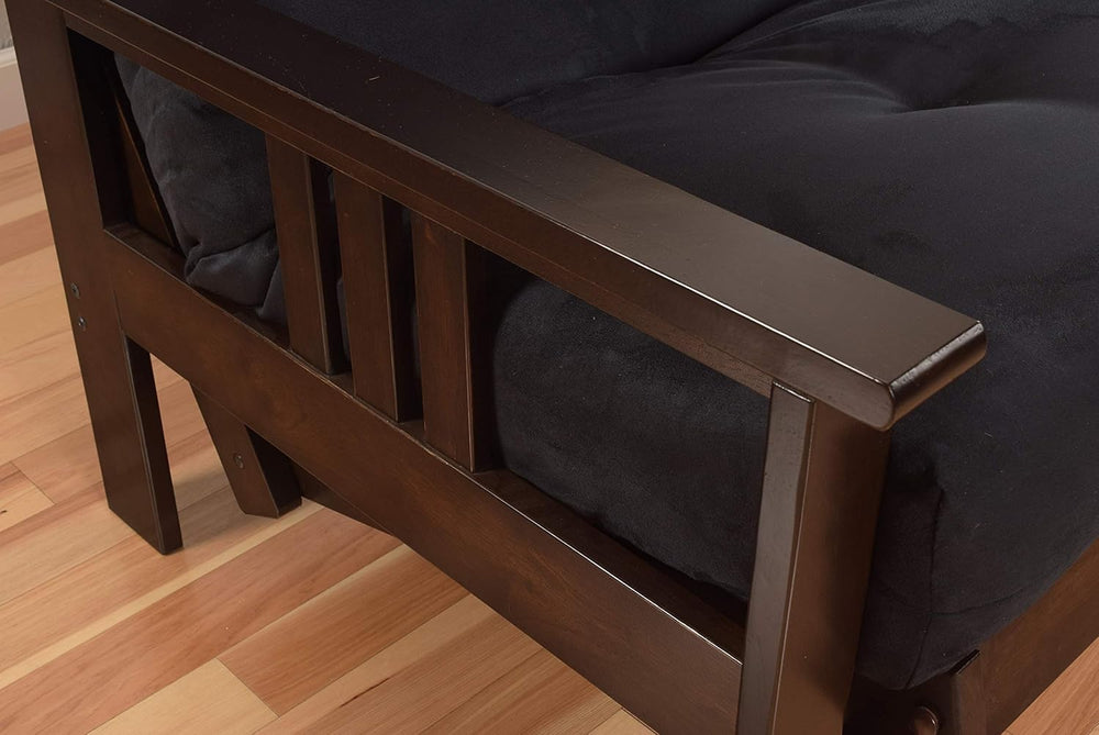 Kodiak Furniture Monterey Futon Set in Espresso Finish, Suede Navy