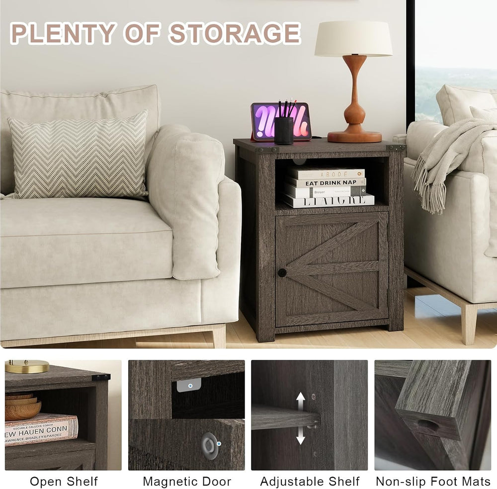 MUUEGM 24" Nightstand with Charging Station, End Table, Side Table with ...