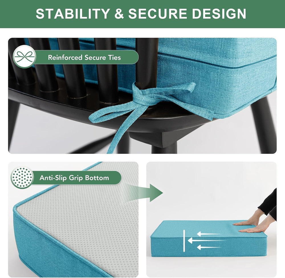 Summsun Faux Linen Outdoor Chair Cushions, Water Resistant Backrest and Deep ...