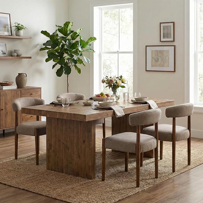 VKNOW Wooden Dining Chairs Set of 2, Modern Upholstered Dining Room Chairs wi...