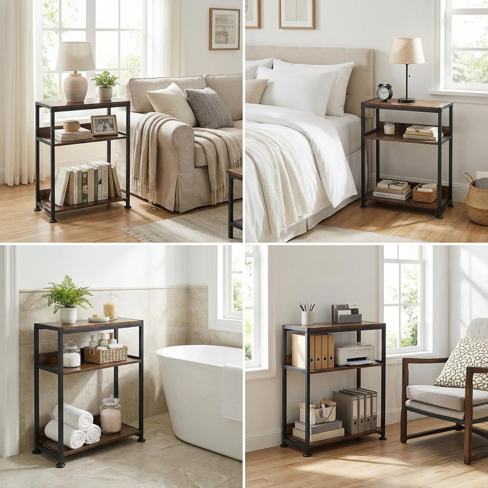 Seydrey 3 Tier End Table with Fabric Drawer, Small Side Table for Small Space...