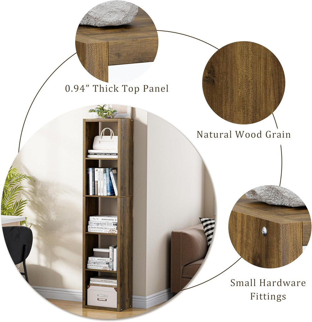 Tall Cube Storage Organizer Bookcase, 5 Tier 11 inch Open Back Cubical Shelf ...