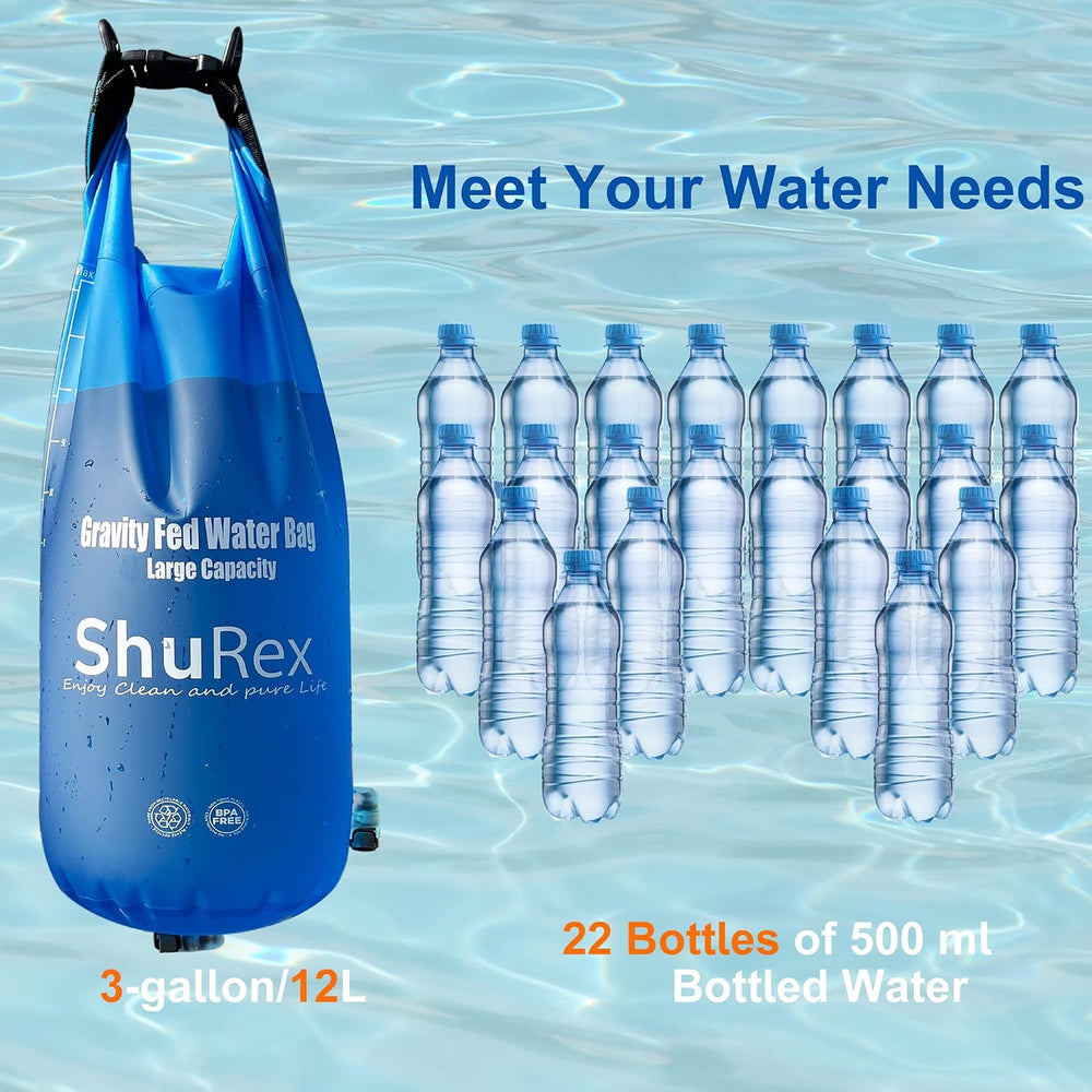 12L/3-Gal Gravity-Fed Water Bag with 2 Outlet Pipes