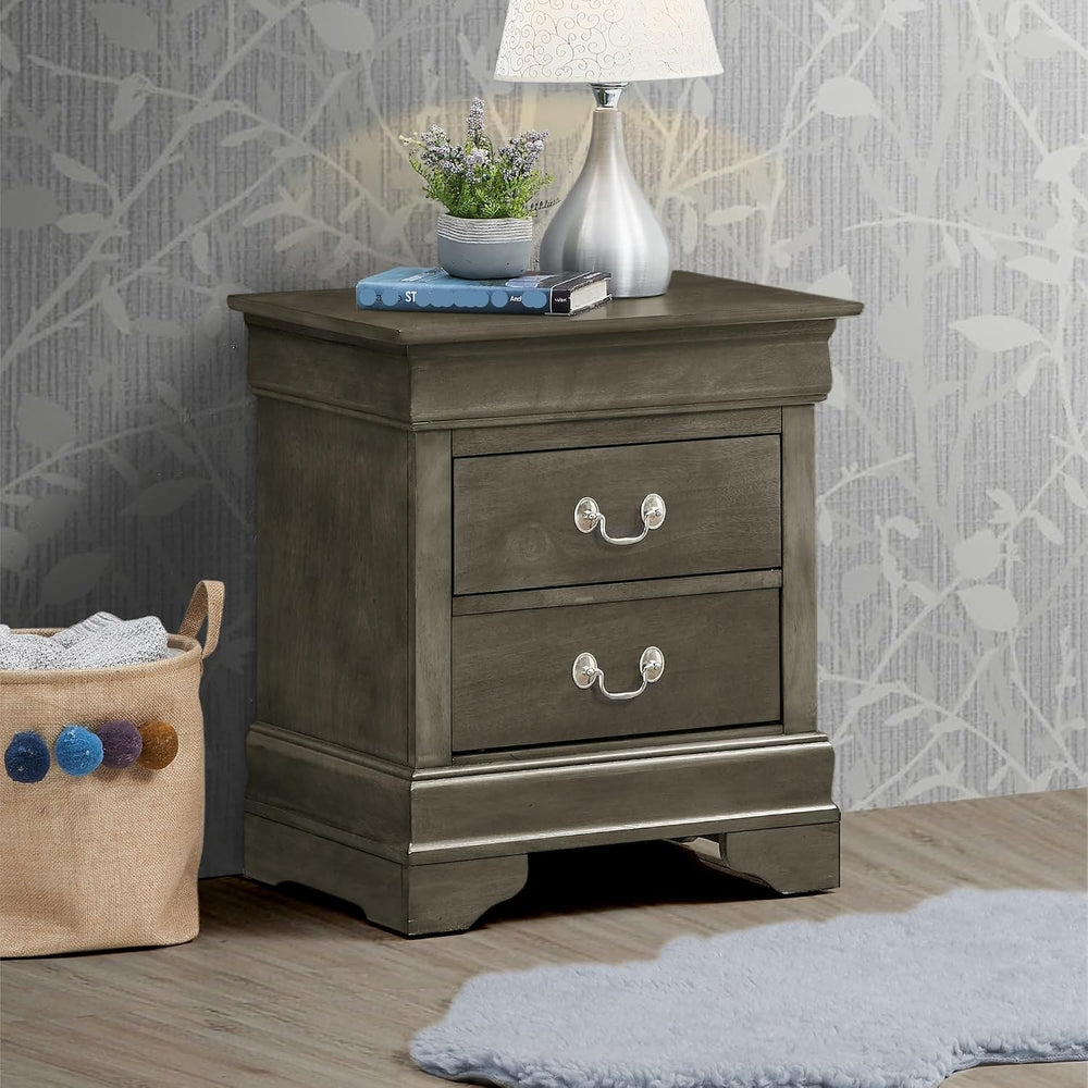 Charming Traditional Gray Nightstand,for Small Spaces