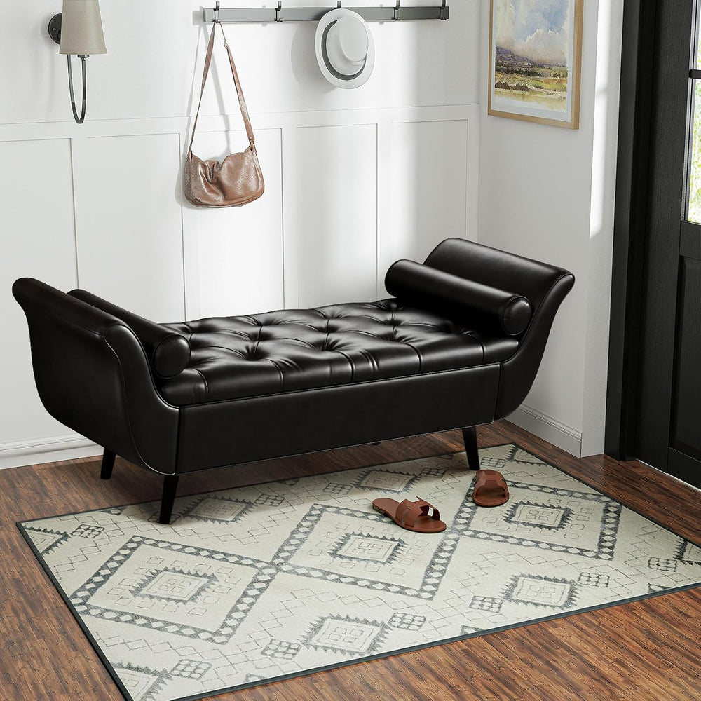 Storage Bench for Bedroom, 65" End of Bed Bench King Size, Faux Leather ...