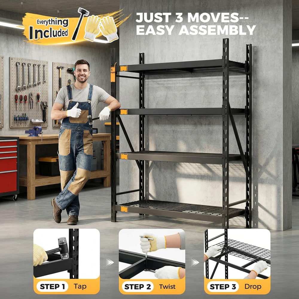 CAMMOO 72''W Heavy Duty Storage Shelves, 6000LBS Metal Garage Shelvin...