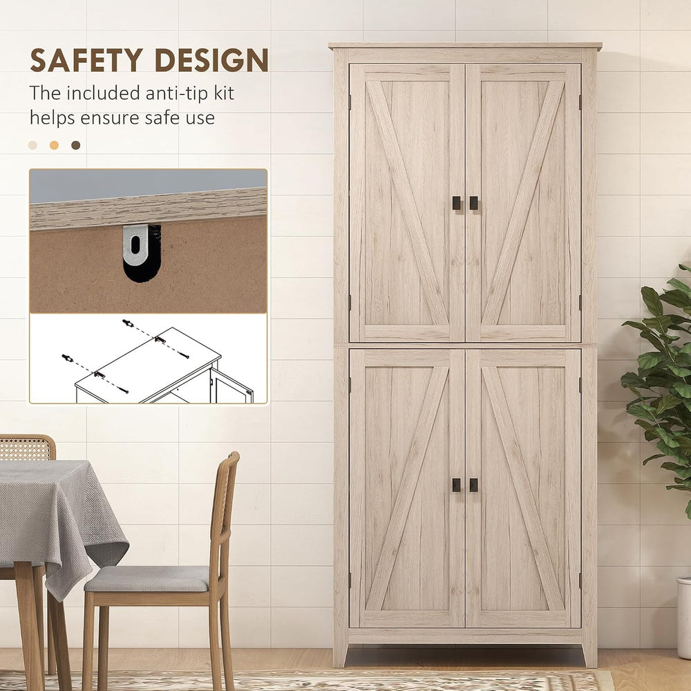 31.5" D*15.75" W*71.75" H Natural Wood Kitchen Pantry with 2 S...