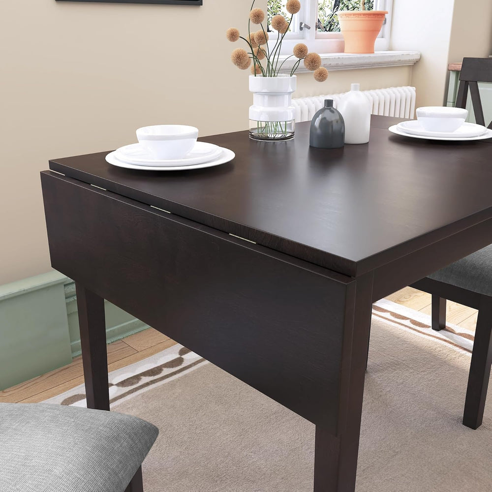 Merax Farmhouse Wooden Dining Set of 3, 45.6 inch Extendable Kitchen Table wi...