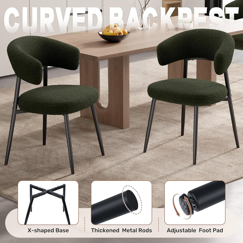 Dining Chairs Set of 2, Mid Century Modern Kitchen Chairs, Boucle Upholstered...