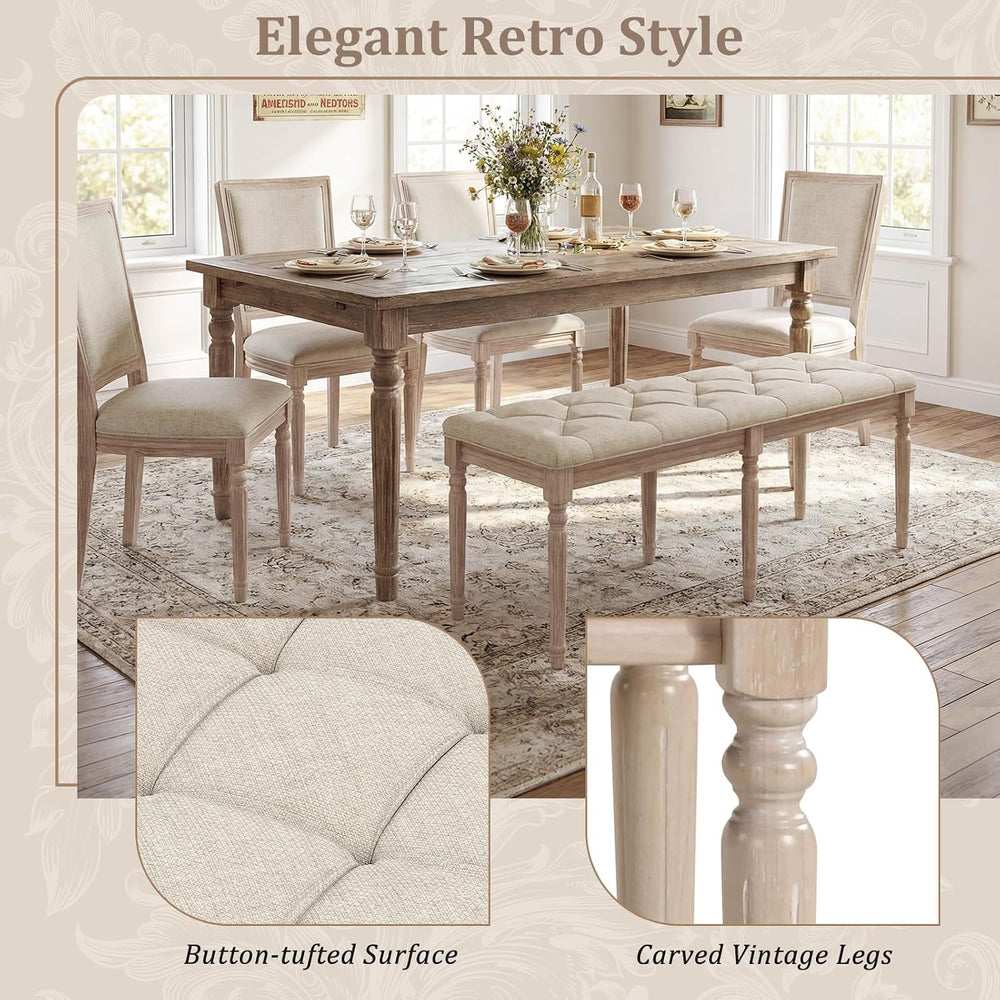 GIANTEX 47.5-inches Upholstered Dining Bench, Button-Tufted Table Bench with ...
