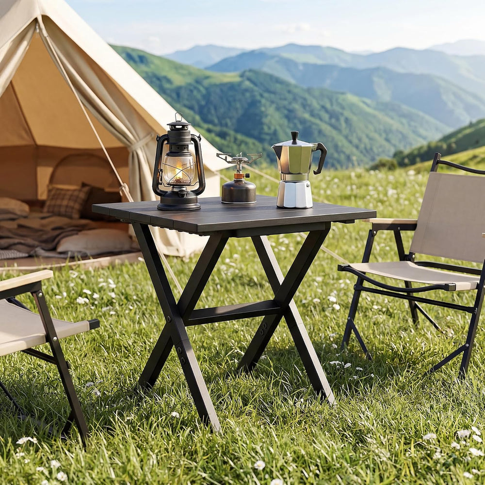 Outdoor Side Table Portable Folding Table Easy to Install,Black