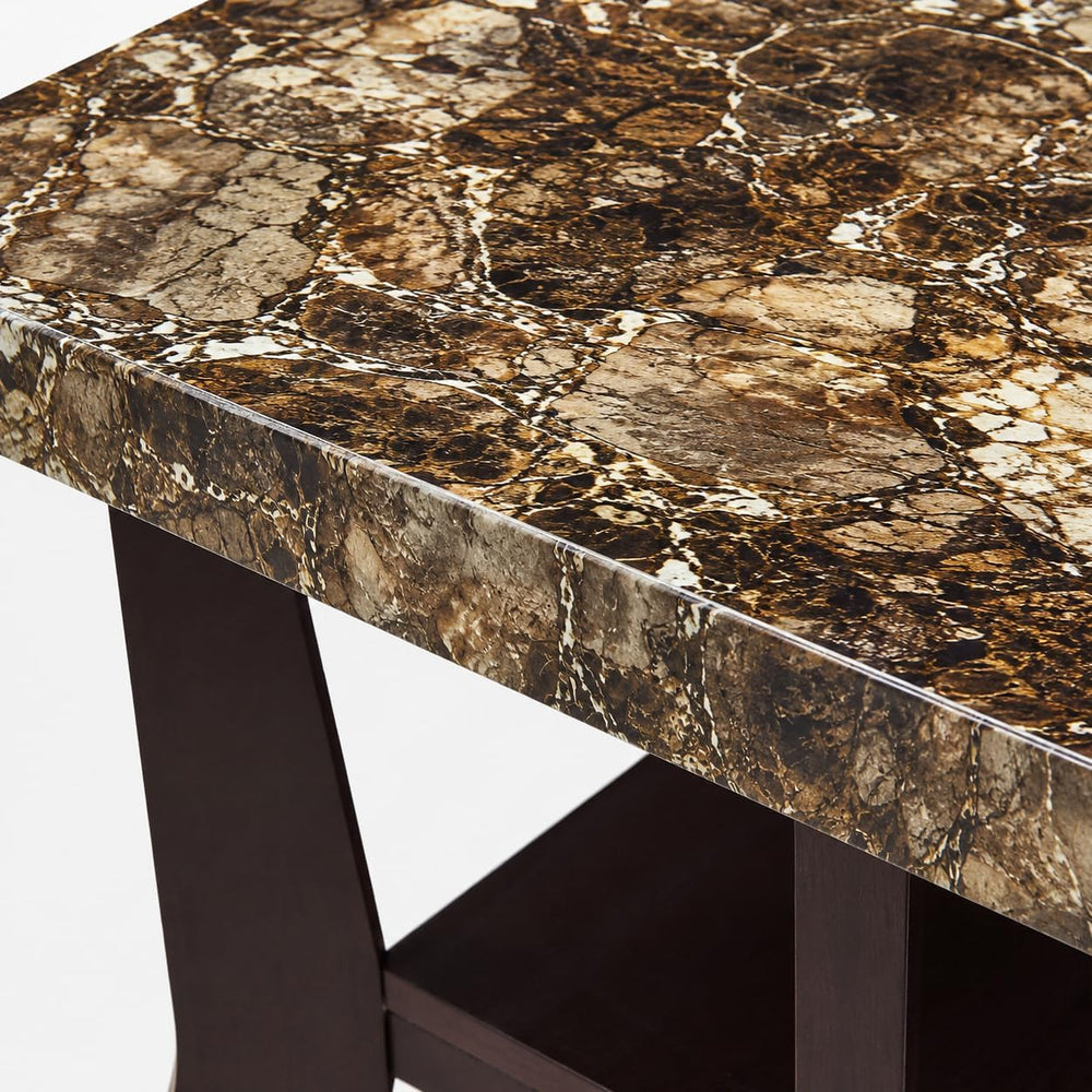 Faux Marble Coffee Table 3-Piece Set Rectangular Coffee Table with Two Matchi...