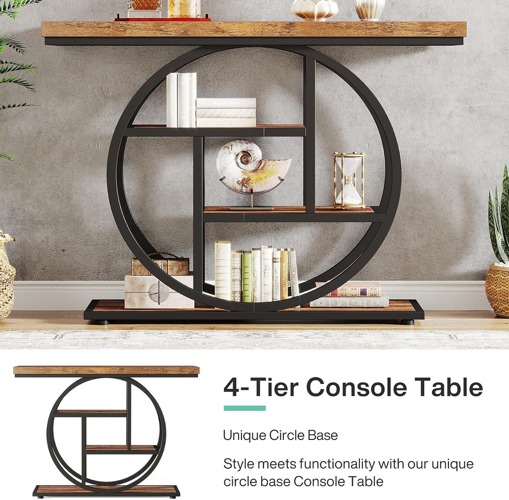 Tribesigns 41.3" Console Table, Industrial 4-Tier Sofa Table Entryway Ta...