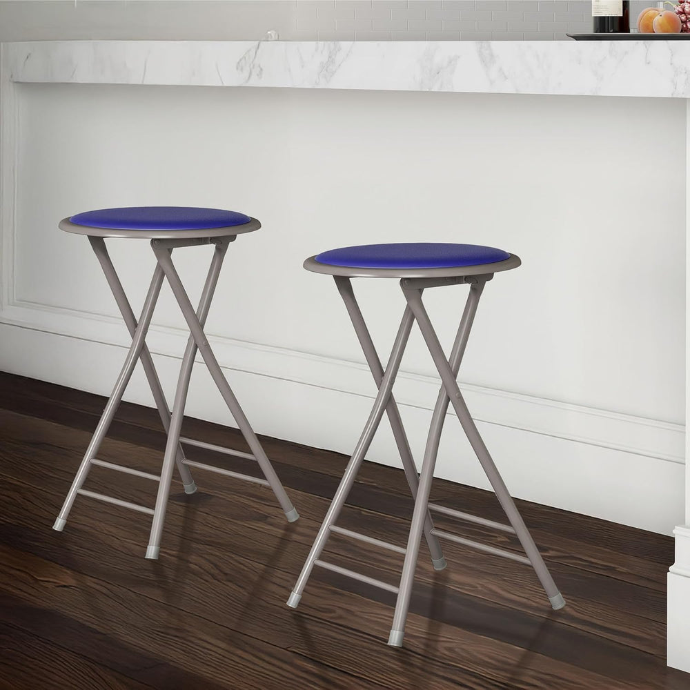 Lavish Home Folding Stool - Set of 2 Counter Height Bar Stools – 24-Inch Back...