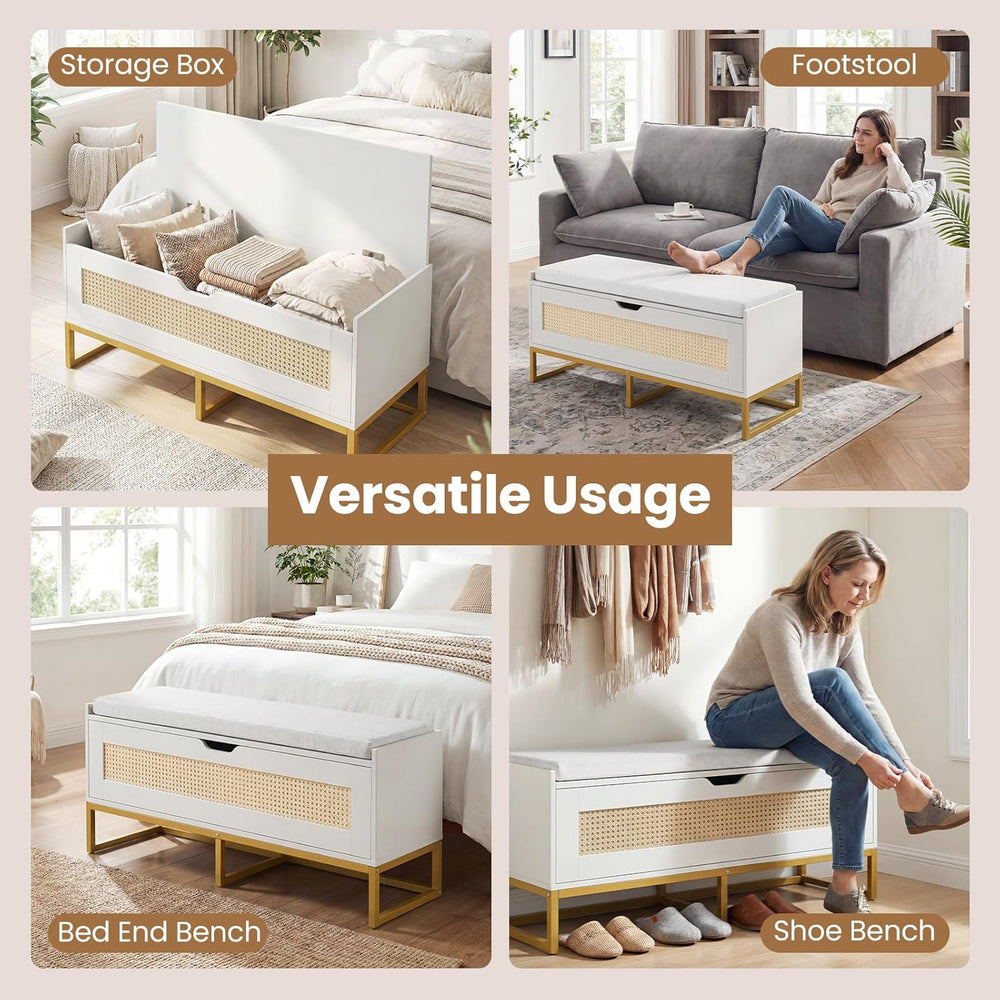 Giantex Rattan Shoe Bench, Flip-Top Entryway Bench with Removable Padded Seat...