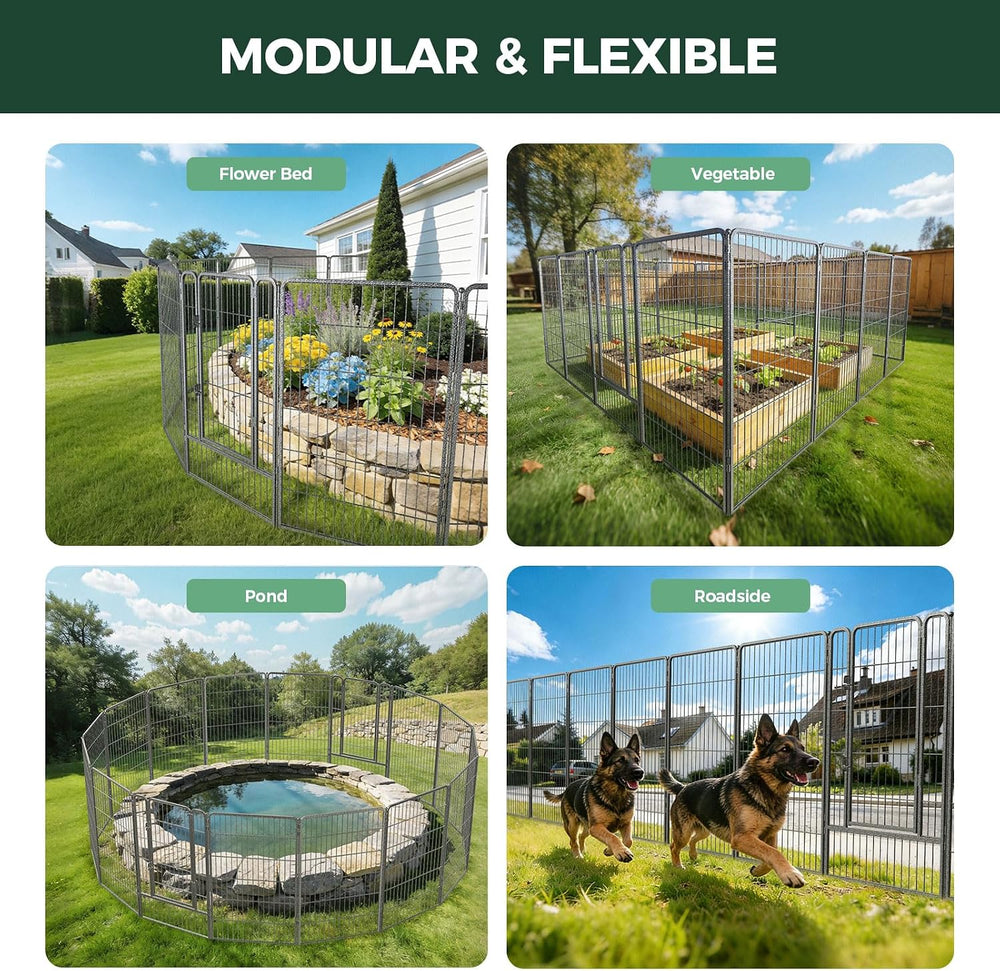 FXW No Dig Garden Fence, Outdoor for Yard, 45in(H) x 36.4ft(L), 16 Panels