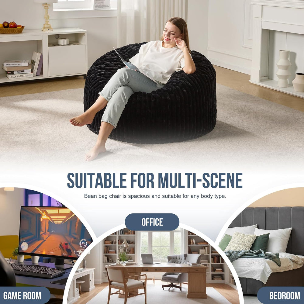 Hobestluk Adult Bean Bag Chair Giant Beanbag with Filling Living Room 3FT | B...