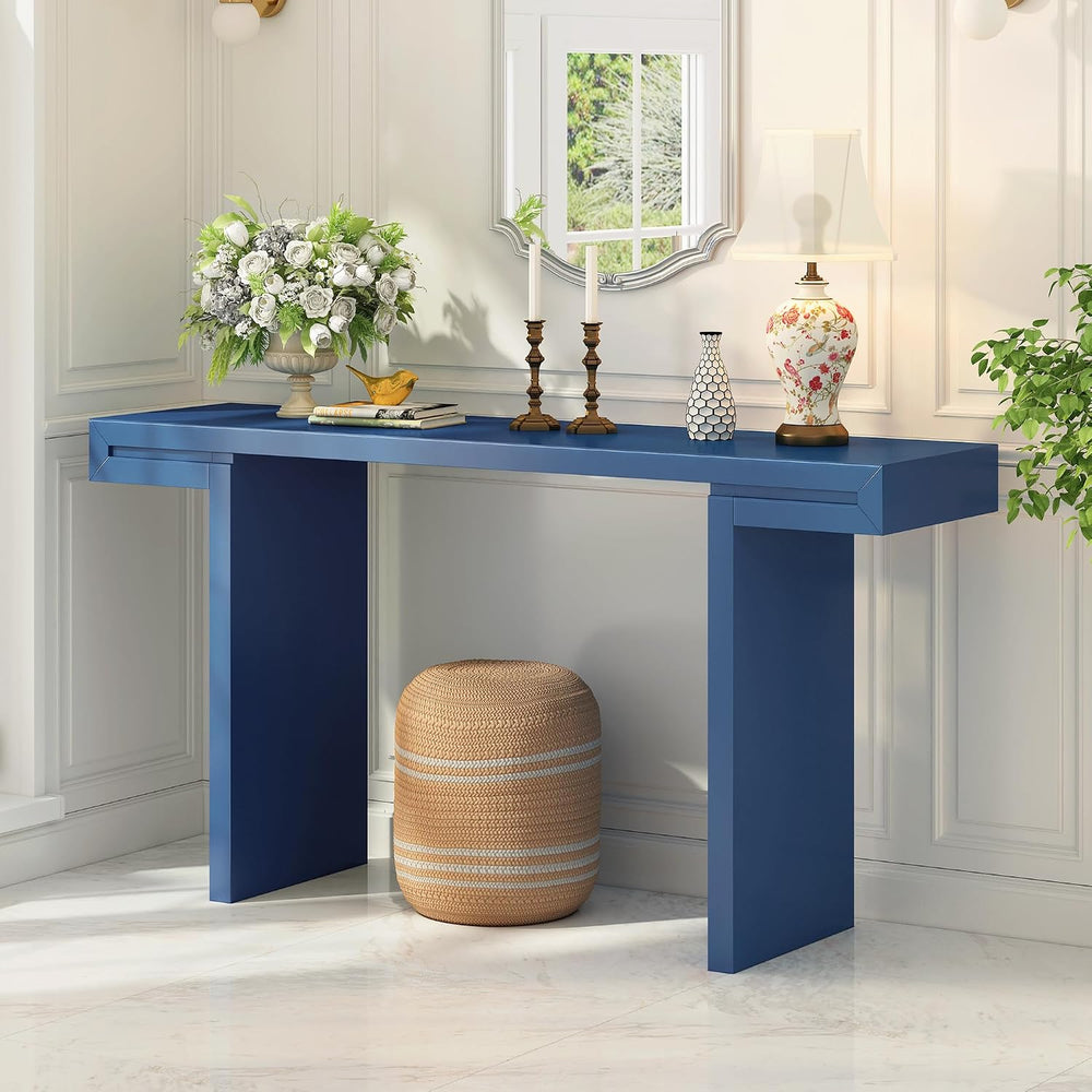 Quarte 60-Inch Modern Console Table with Geometric Clean Lines Design, Spacio...