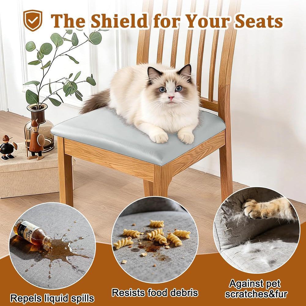 Chair Covers for Dining Chairs Waterproof Seat Covers for Chairs,Grey,Set 6