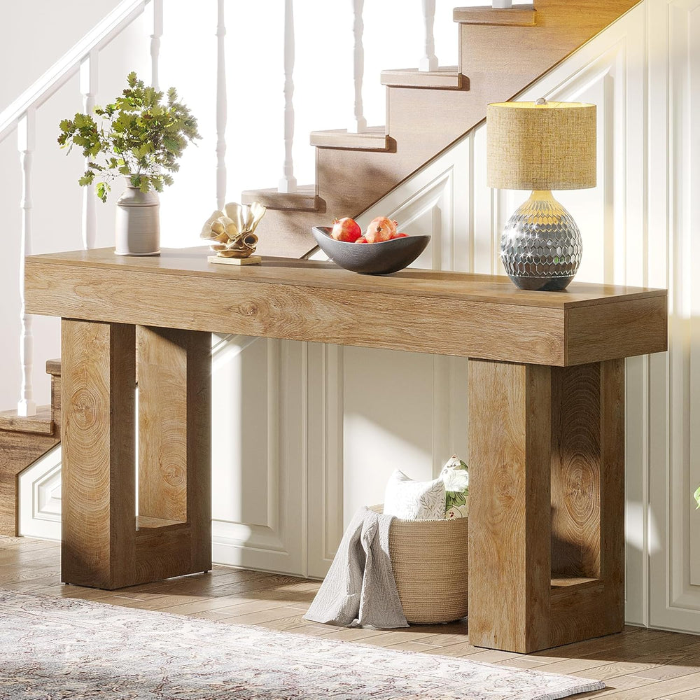 Tribesigns Farmhouse Console Table, 63-Inch Long Narrow Sofa Table Behind The...