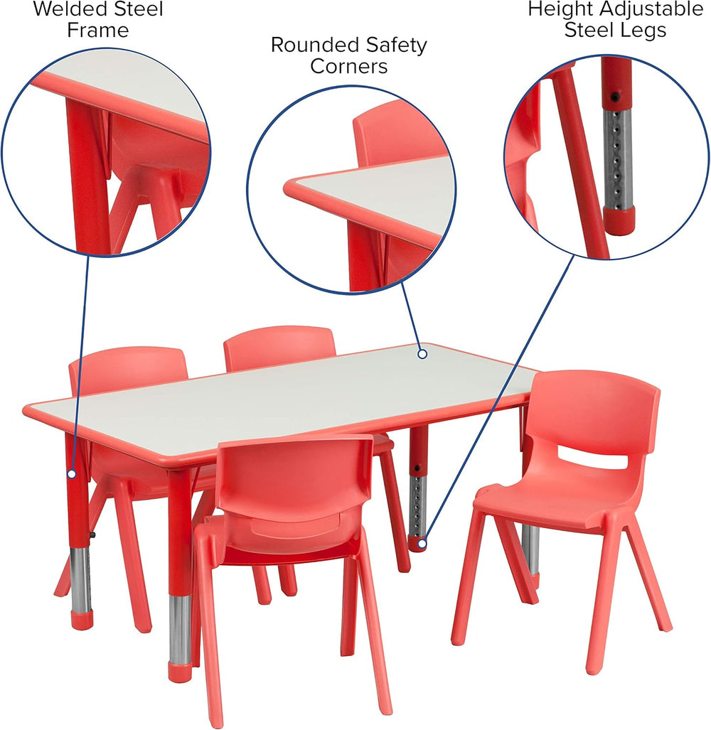 Flash Furniture Emmy 23.625''W x 47.25''L Rectangular Red Pla...