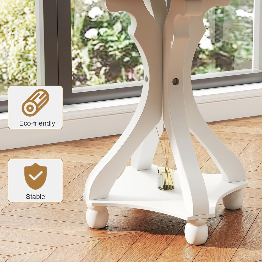 kinbor Farmhouse End Table - Round Pedestal Side Table, French Country Style ...
