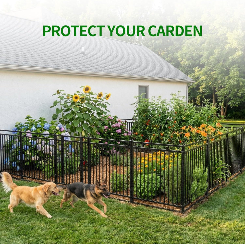 Decorative Garden Fence Metal Dog Fence Outdoor, 32in (H) x 54ft (L), 21 Pane...