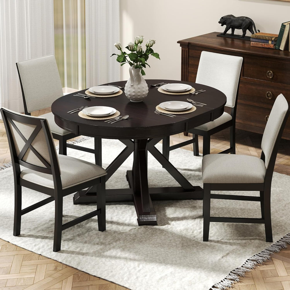 42"-54" Extendable Dining Table for 4-6 People Farmhouse Round/Oval...