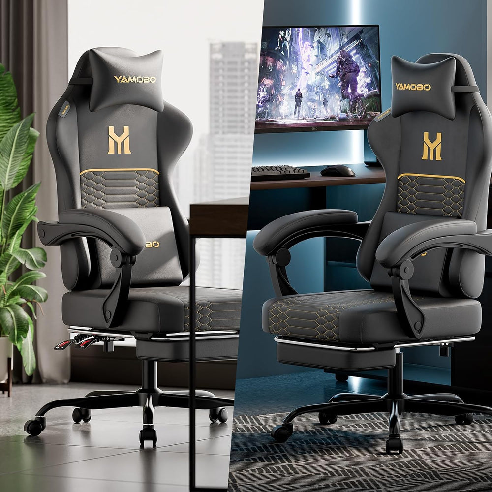 Gaming Chair with Footrest, Ergonomic Video Game Chair with Adjustable Lumbar...