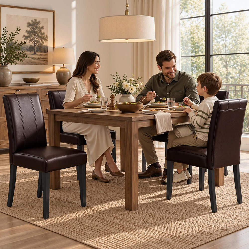 CHUN YI Dining Chairs Set of 6, Upholstered Dining Room Chairs, Brown