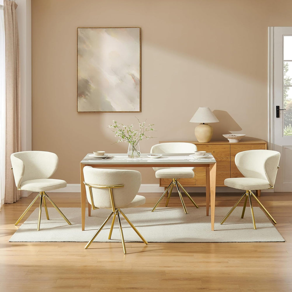 Art Leon Swivel Dining Chairs Set of 2 - Modern Fabric Upholstered Kitchen Di...