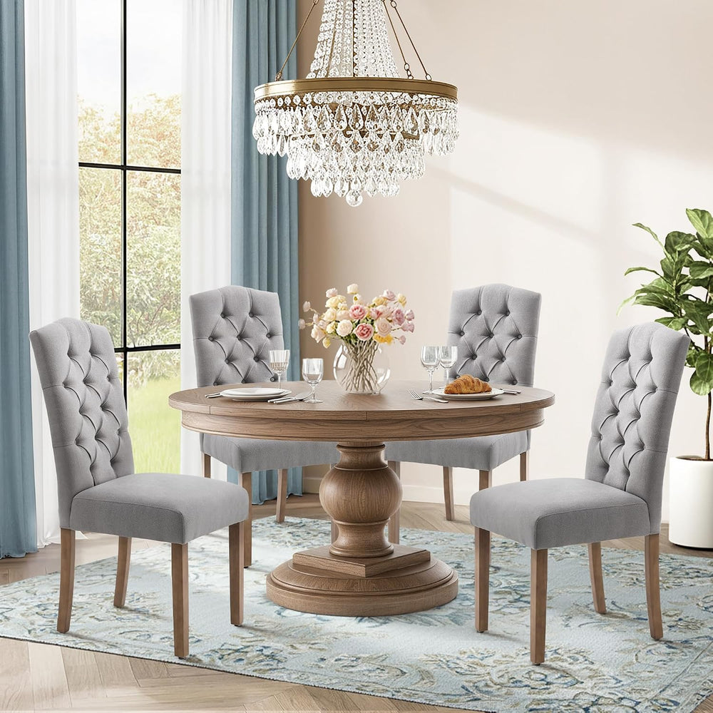 Tufted Upholstered Parsons Dining Chair Set Fabric Diner Accent Stylish Moder...