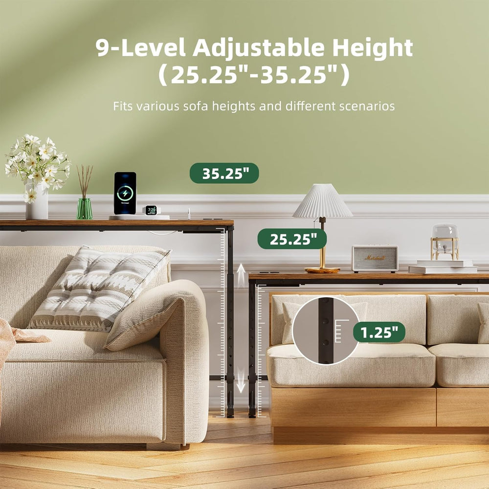 Simple Trending 78.75” Console Table, Narrow Behind Couch Table, Adjustable S...