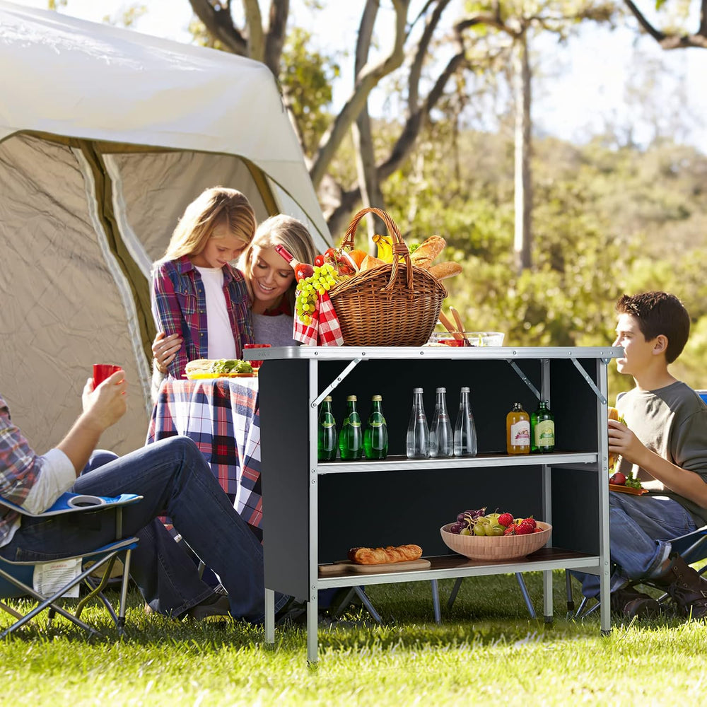 GIANTEX Portable Bar Table for Events, Folding Mobile Bartending Station with...