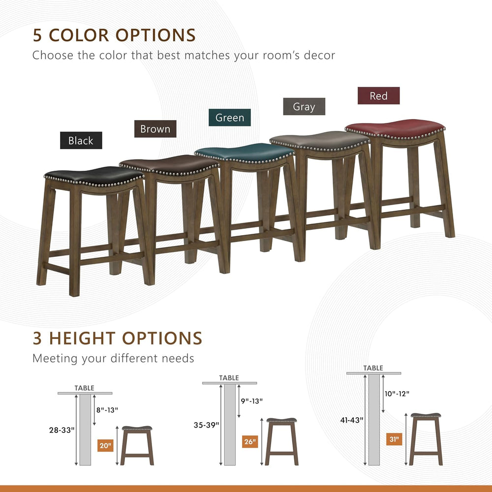 Lexicon Ordway Solid Wood Counter Height Stool - Saddle Kitchen Stool Counter...