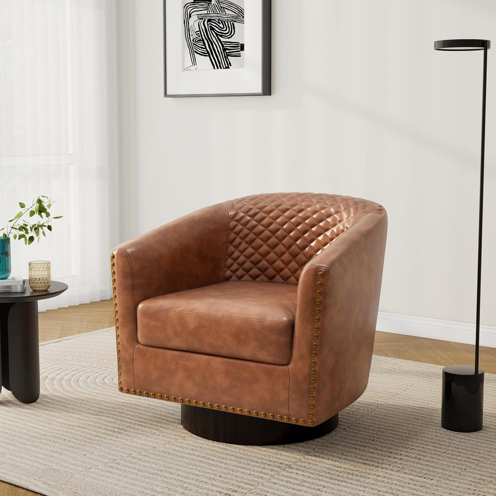Pia Ricco Swivel Barrel Accent Chairs Set of 2, 360° Swivel Round Single Sofa...