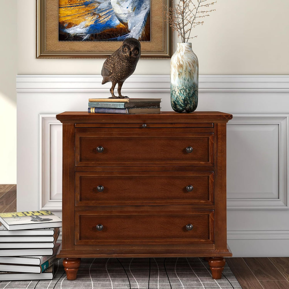 3-Drawer Storage Wood Cabinet, End Table Set of Two with Pull Out Tray,Nights...