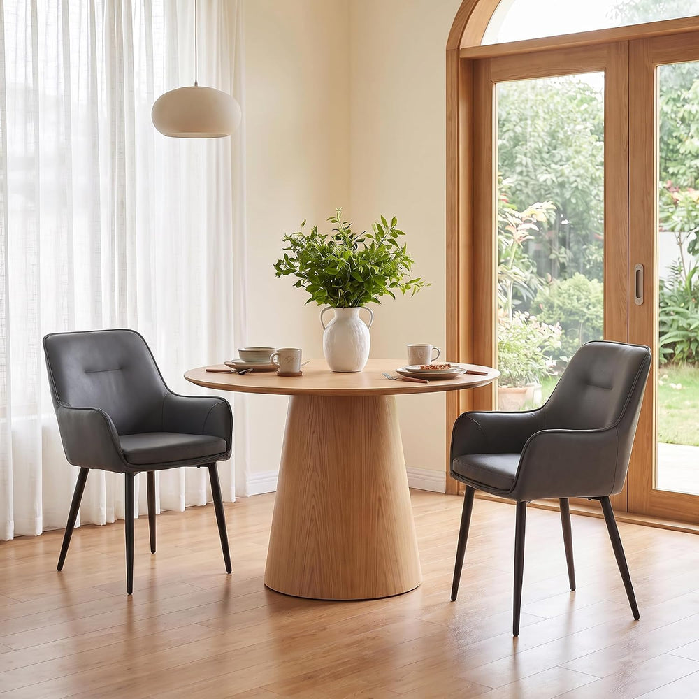TUKAILAi Dining Chairs Set of 2, Faux Leather Dining Chairs with Arms, Uphols...