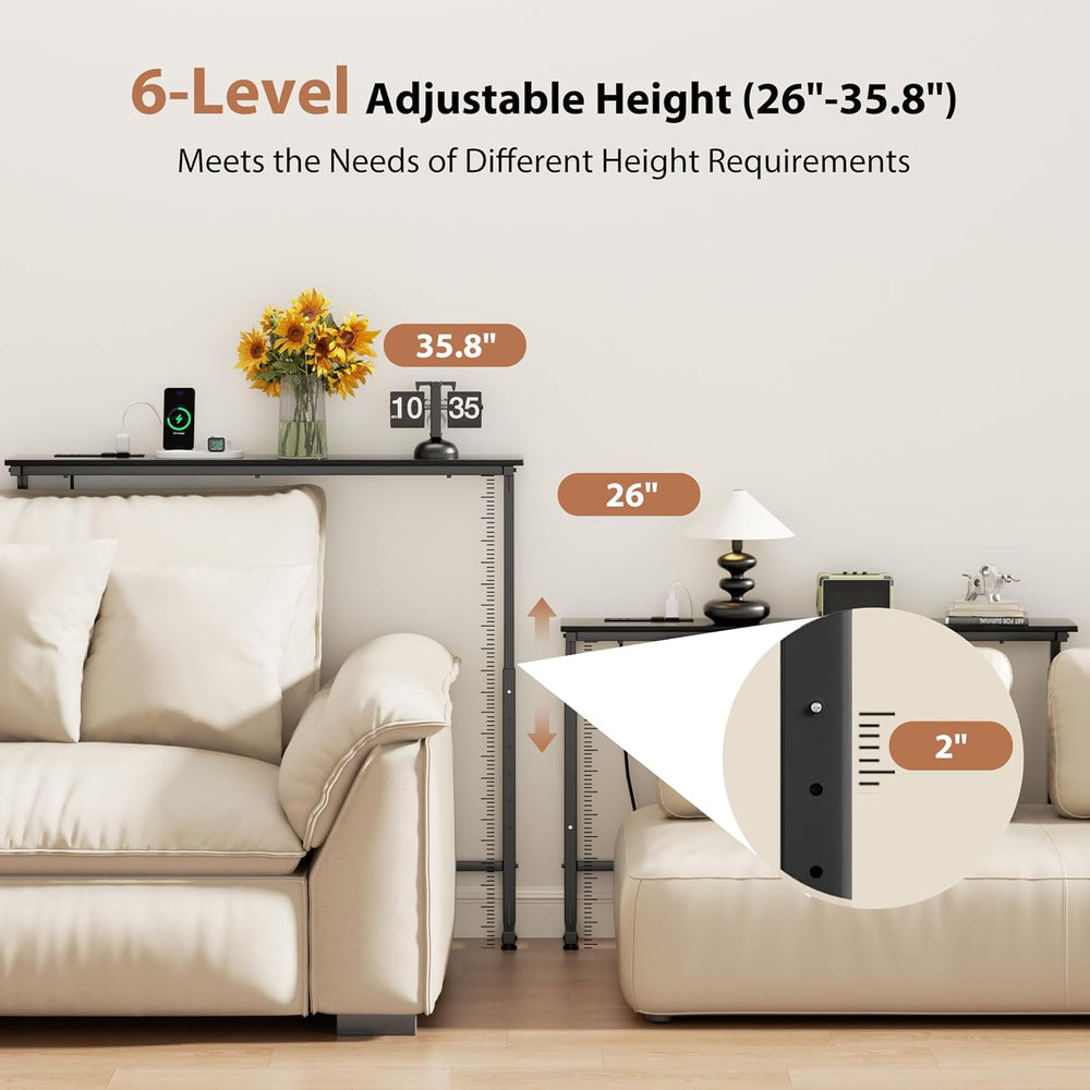 GRLEAF 2 Pack Adjustable Height Narrow Console Table with Power Outlets, 90&q...